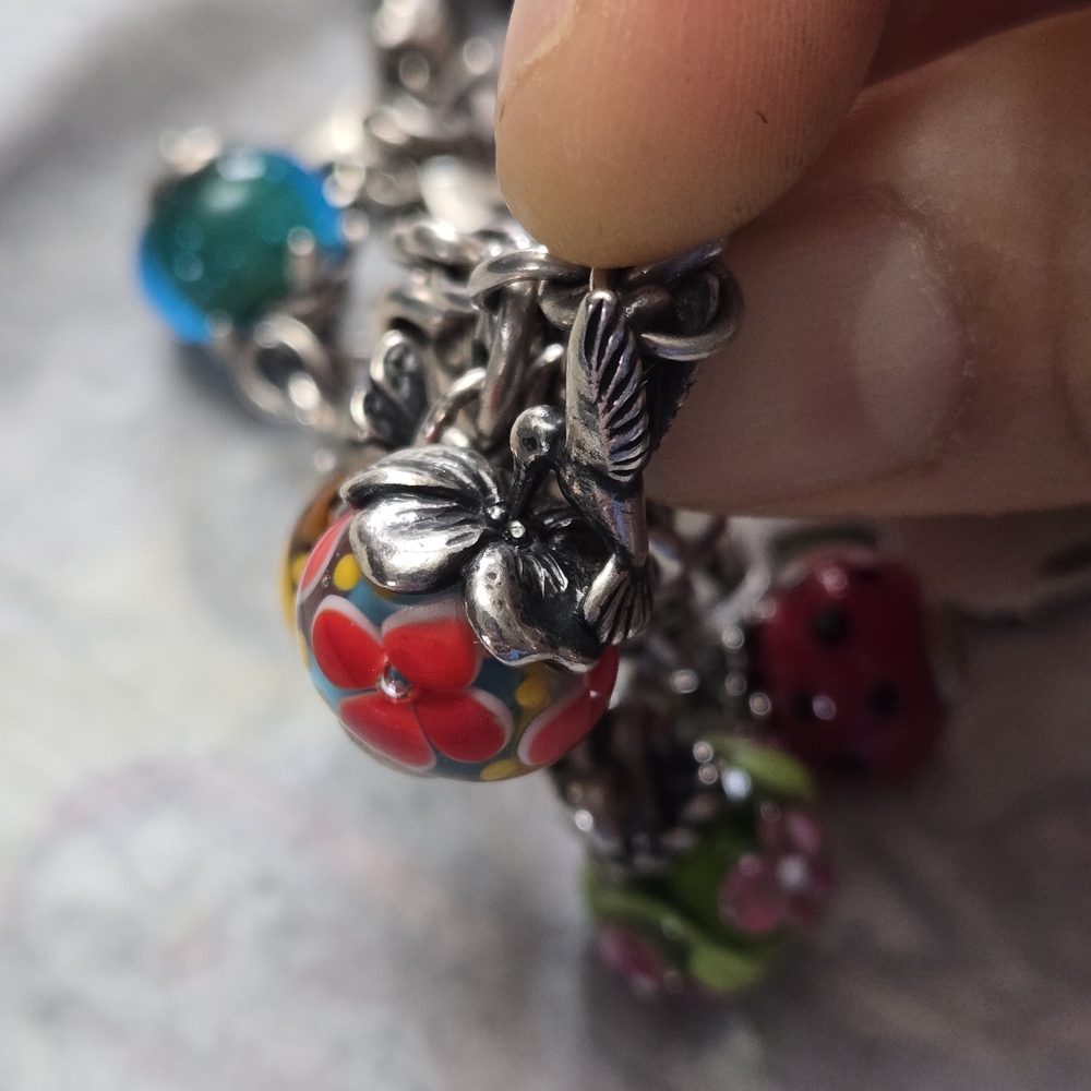 James Avery Silver Hummingbird Glass Charm "RETIRED"